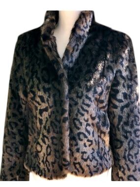 Velvet by Graham & Spencer Brown & Black Faux Fur Teddy Jacket, sz S